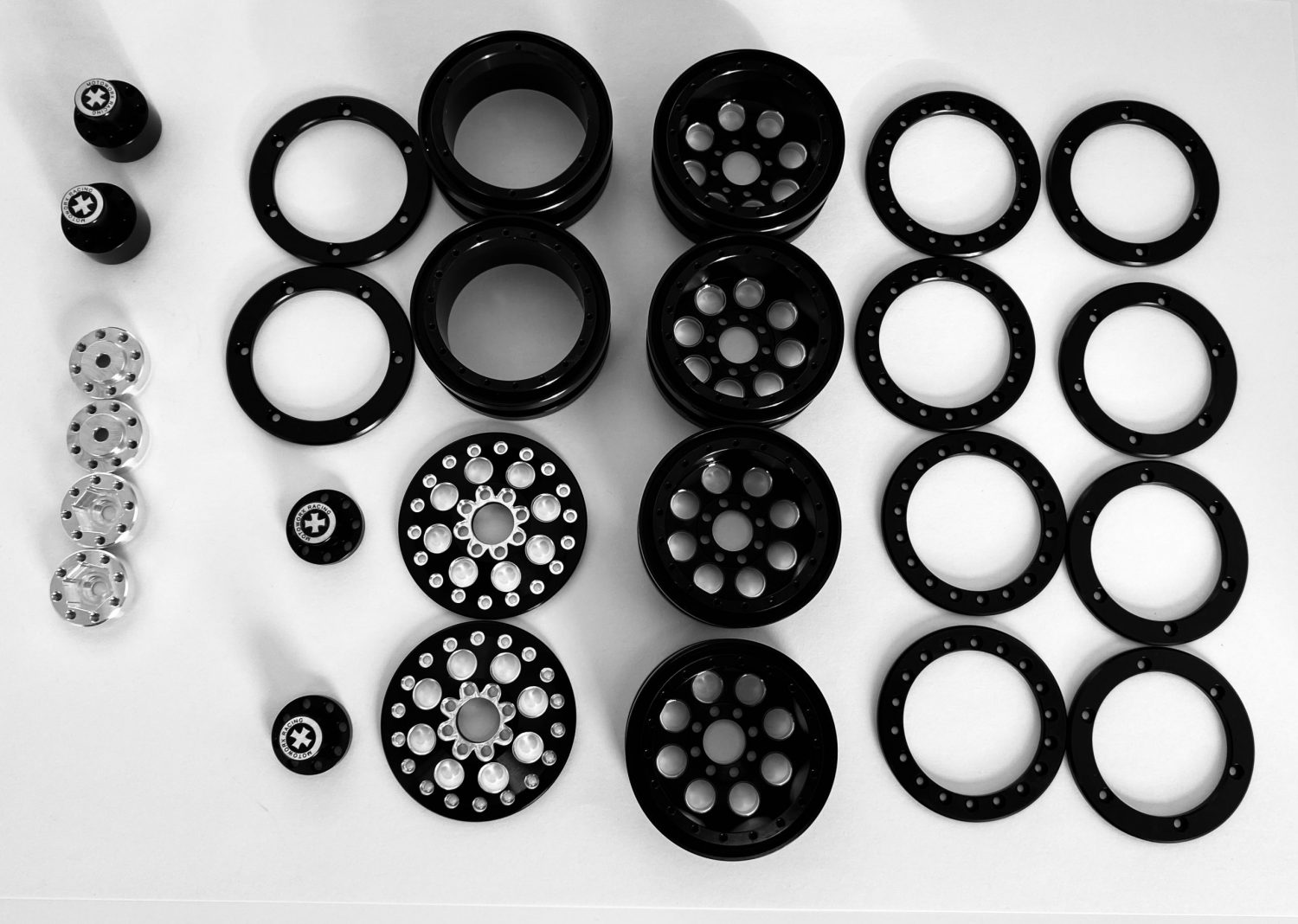 1.9 DUALLY RC WHEEL SET BLACK ANODIZE FINISH